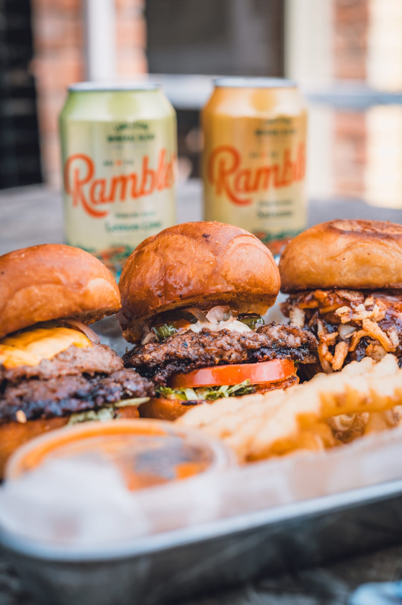 Burger tray with sodas